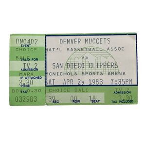 Denver Nuggets NBA San Diego Clippers April 2 1983 Ticket Stub